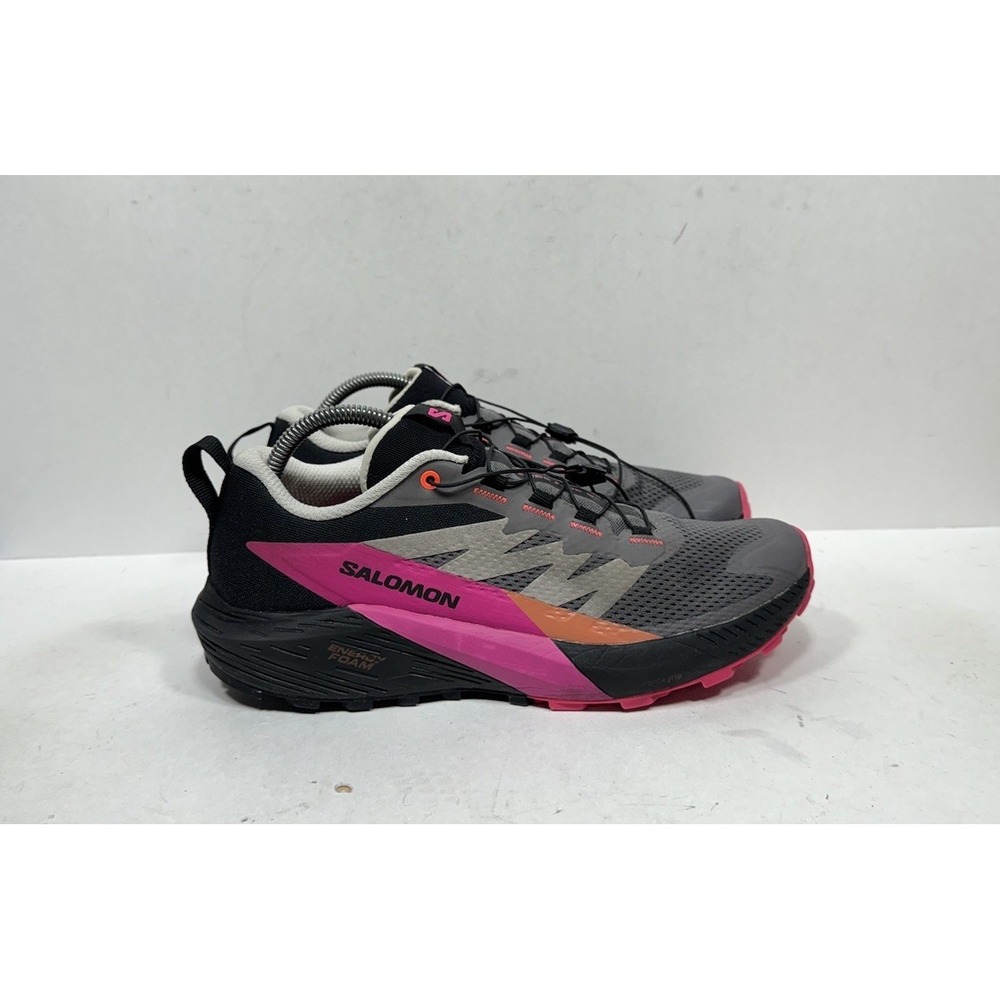 Salomon Sense Ride 5 Womens Size 9 Pink Black Gray Trail Running Shoes 473859